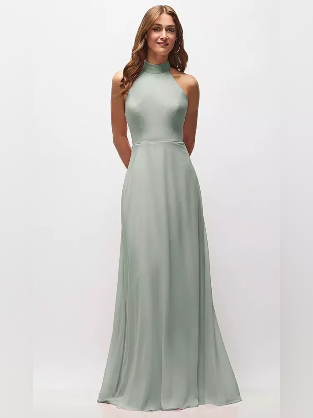 After Six High Neck Halter Lux Chiffon Backless Evening Dress Gown Size 2